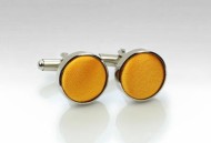 Golden Fabric Covered Cufflinks