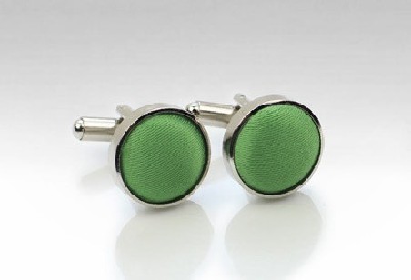 Clover Green Fabric Covered Cufflinks