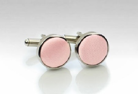 Fabric Covered Cufflinks in Candy Pink