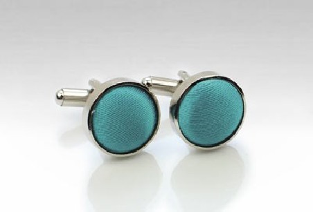 Teal Fabric Covered Cufflinks