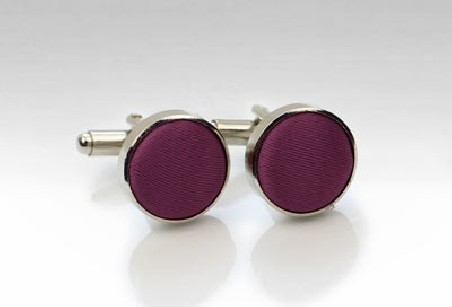 Fabric Covered Cufflinks in Plum
