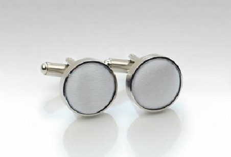 Fabric Covered Cufflinks in Light Silver