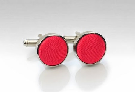 Fabric Covered Cufflinks in Bright Red