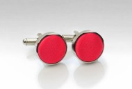 Fabric Covered Cufflinks in Bright Red