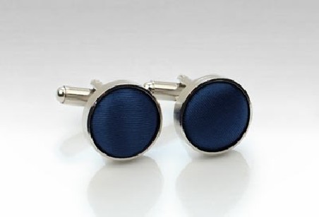 Fabric Covered Cufflinks in Navy
