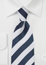 Classic Striped Tie in Dark Navy and White