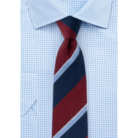 Preppy Autumn Wool Striped Skinny Tie