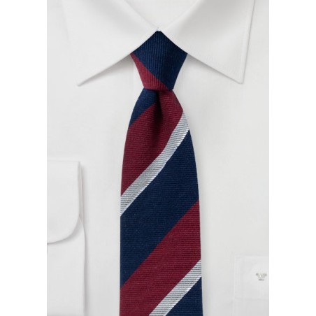 Wool and Silk Blend Striped Skinny Tie