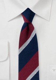 Wool and Silk Blend Striped Skinny Tie