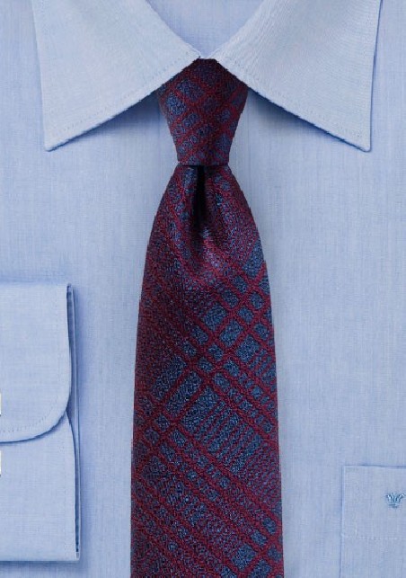 Purple and Burgundy Plaid Skinny Tie