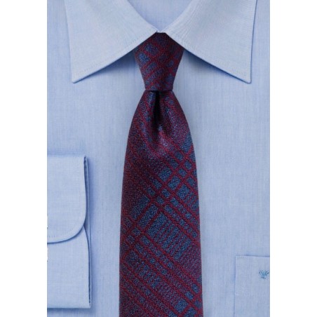 Purple and Burgundy Plaid Skinny Tie