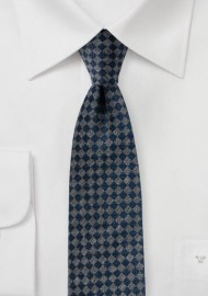 Gray and Navy Mini Check Tie