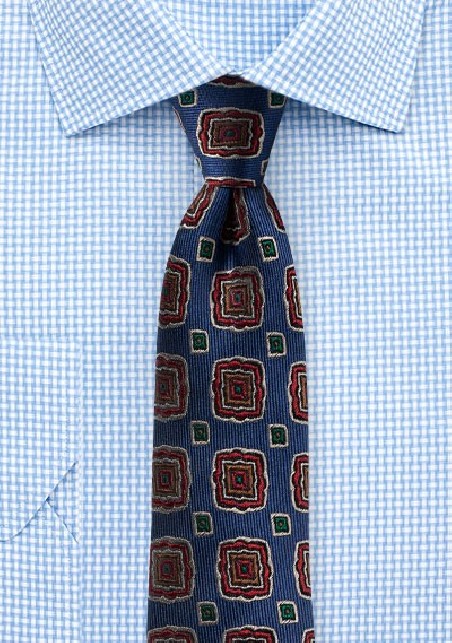 Retro Medallion Silk Tie in Slim Cut