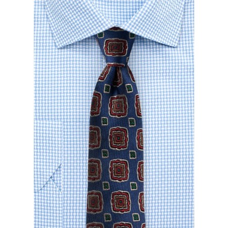 Retro Medallion Silk Tie in Slim Cut