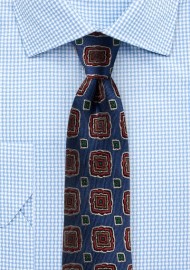Retro Medallion Silk Tie in Slim Cut