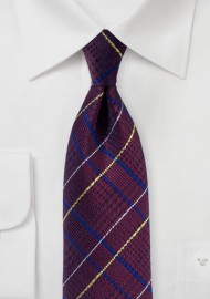 Glen Check Tie in Dark Burgundy