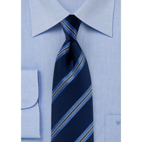Dark Navy Striped Tie in Matte Finish