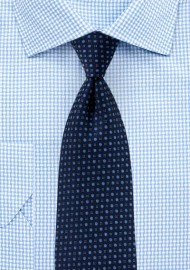 Dark Navy Tie with Woven Blue Dots