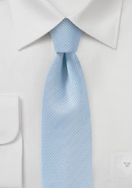 Sky Blue Ribbed Texture Skinny Tie
