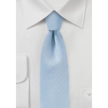 Sky Blue Ribbed Texture Skinny Tie