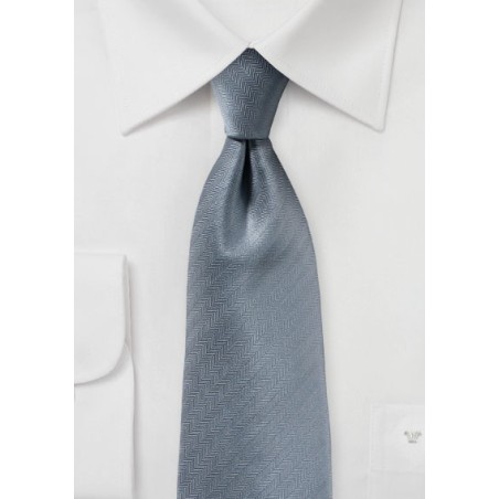 Textured Herringbone Tie in Obsidian Gray