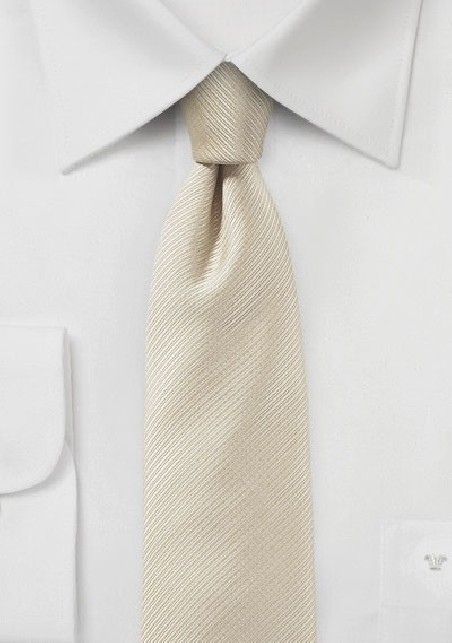 Slim Ribbed Textured Tie in Ivory