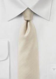 Slim Ribbed Textured Tie in Ivory