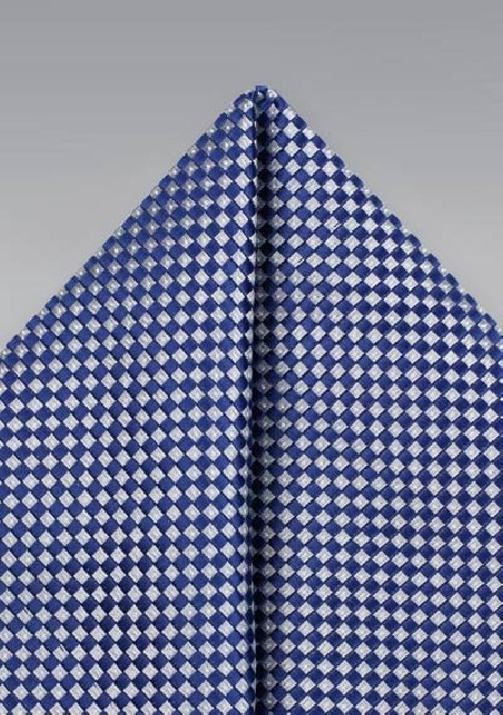 Diamond Check Hanky in Blue and Silver
