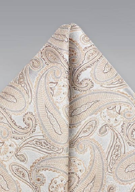 Golden Champagne Silk Paisley Hanky