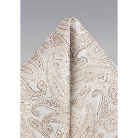 Golden Champagne Silk Paisley Hanky