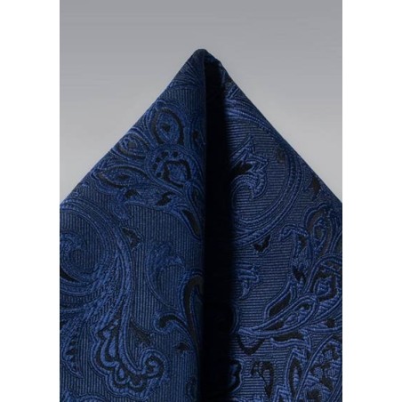 Midnight Navy Paisley Pocket Square