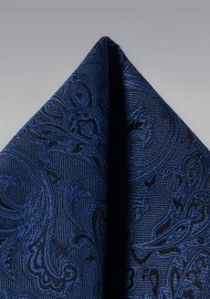 Midnight Navy Paisley Pocket Square