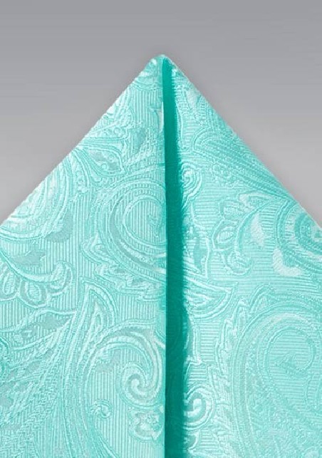 Fresh Aqua Paisley Pocket Square
