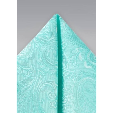Fresh Aqua Paisley Pocket Square