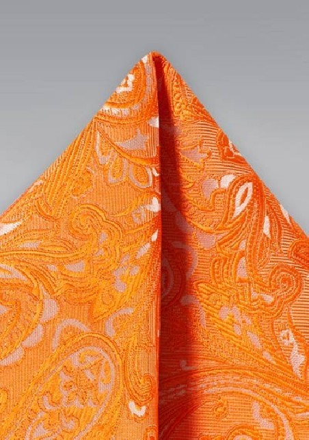 Mandarin Orange Paisley Hanky