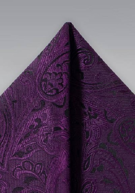 Paisley Pocket Square in Berry