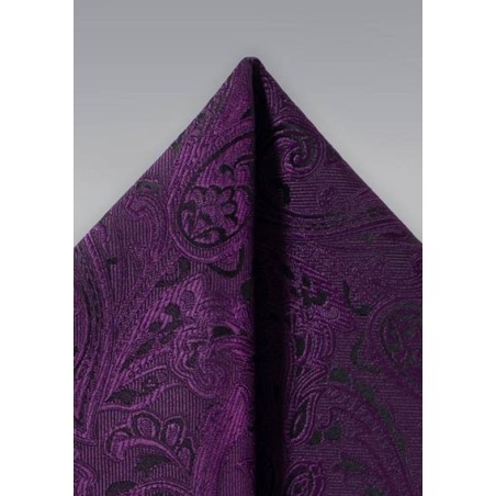 Paisley Pocket Square in Berry