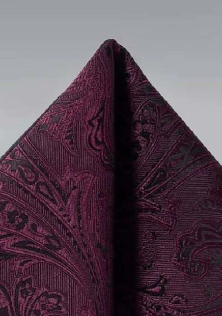 Claret Paisley Pocket Square