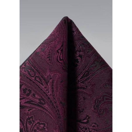 Claret Paisley Pocket Square