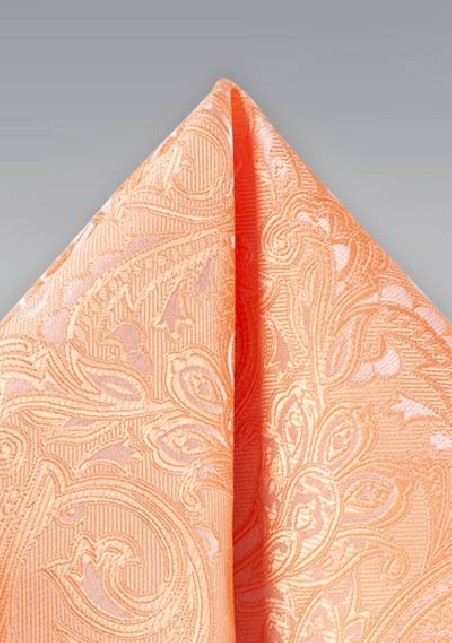 Peach Hued Paisley Pocket Square