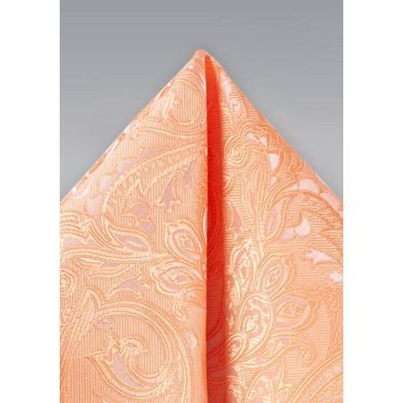 Peach Hued Paisley Pocket Square