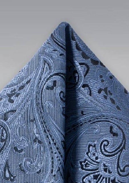 Steel Blue Paisley Pocket Square