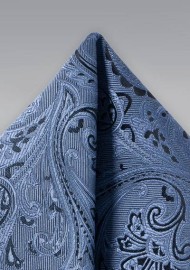 Steel Blue Paisley Pocket Square