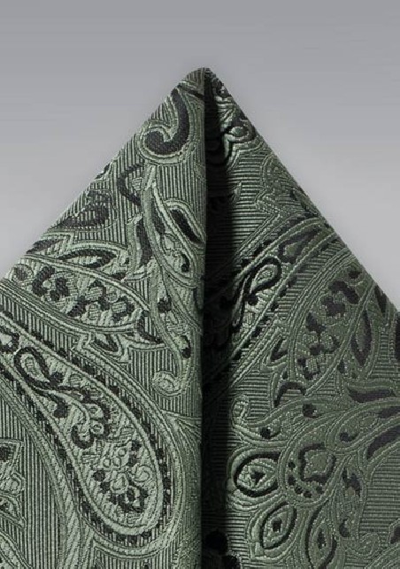 Paisley Pocket Square in Moss