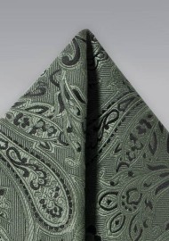 Paisley Pocket Square in Moss