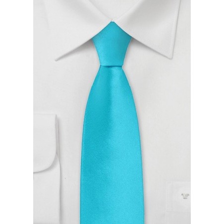 Solid Aqua Blue Skinny Tie