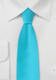 Solid Aqua Blue Skinny Tie