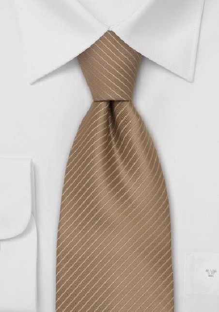 Beige-Brown Necktie With Narrow Tan Stripes