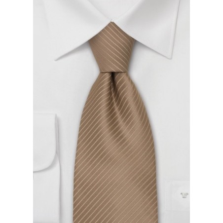 Beige-Brown Necktie With Narrow Tan Stripes