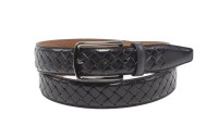 Braided mens leather belt black dressy